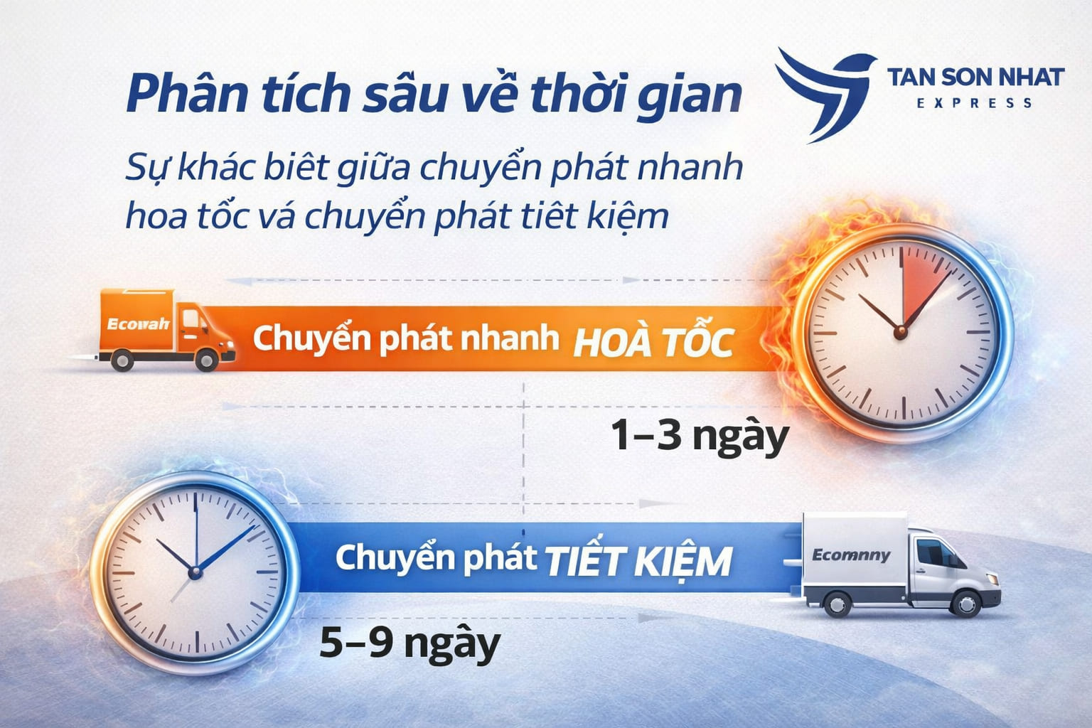 Phân tích sâu về thời gian: Sự khác biệt giữa chuyển phát nhanh hỏa tốc và chuyển phát tiết kiệm